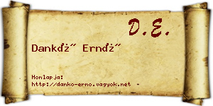 Dankó Ernő névjegykártya